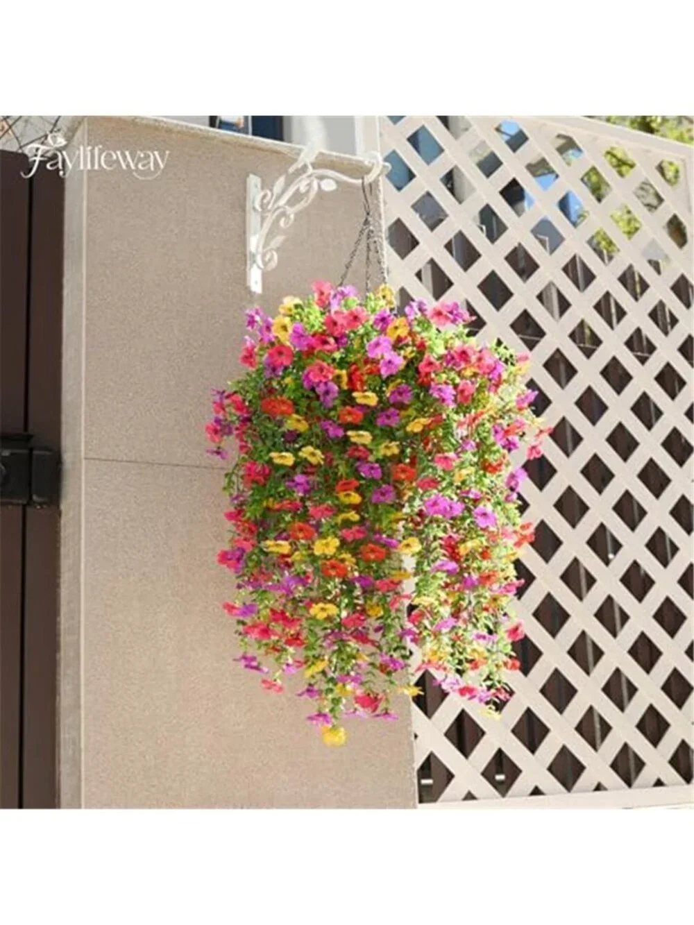 Artificial Hanging Flowers Outdoor UV Resistant Fake Silk Patio Porch Decor 4PC